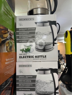 ??heinrichs electric kettle-1.7 liter-2200 watt-glass-سخان مياه الماني — 3