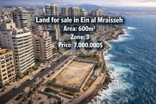 Lands for sale in Ain Mreisseh - أرض للبيع في عين المريسة 620 م² مطل بحري ساحر | Land for Sale Ain El Mreisseh 620sqm Sea View