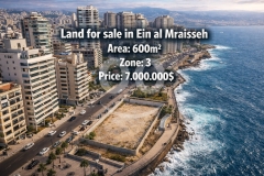 أرض للبيع في عين المريسة 620 م² مطل بحري ساحر | Land for Sale Ain El Mreisseh 620sqm Sea View