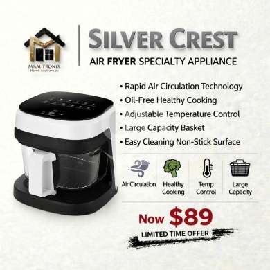 Kitchen appliances in Beirut City - قلاية هوائية سيلفر كريست صحية بسعر 89$ | Silver Crest Air Fryer Healthy Cooking Now $89