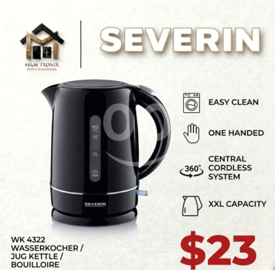 Kitchen appliances in Beirut City - غلاية سيفيرين (SEVERIN) الكهربائية XXL بسعر 23$ | Severin Jug Kettle WK 4322 - Special Offer $23