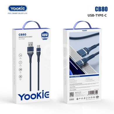 Mobile accessories in Abou Samra - كابل شحن YOOKIE CB80 فائق السرعة 60 واط (Type-C) | YOOKIE CB80 Braided Data Cable 60W Fast Charge