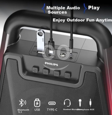 سبيكر فيليبس محمول مع إضاءة ونظام كاريوكي | Philips Portable Speaker Light Effects & Kara… — 6