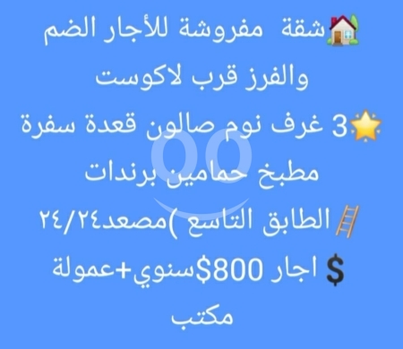 Apartments for rent dans Dam Wel Farez - شقة مفروشة للإيجار في الضم والفرز - قرب لاكوست | Furnished Apartment for Rent in Dam & Farez