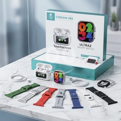 Other electronics in Achrafieh - ساعة Crown الذكية مع سماعات Airpods و7 أحزمة | Crown Smart Watch + Airpods & 7 Bands