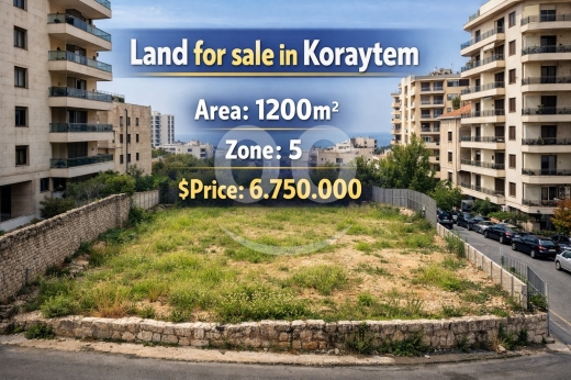 Lands for sale in Koraytem - أرض 1180م² زاوية منطقة 5 للبيع