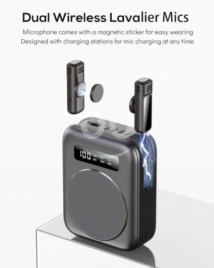 مكبر صوت وميكروفون لاسلكي مغناطيسي احترافي | Wireless Magnetic Microphone & Loudspeaker — 3