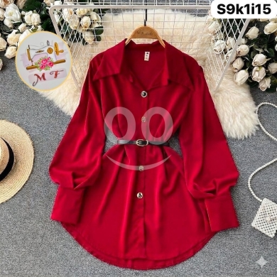 Clothes, Footwear & Accessories in Loussiya - قميص نسائي قماش "كرولينا" تركي مع حزام خصر | Premium Turkish Carolina Shirt with Belt