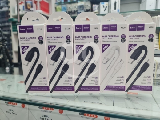Mobile accessories in Bchamoun - كابل شحن سريع هوكو X120 بقوة 60 واط ونقل بيانات | Hoco X120 60W Fast Charging Data Cable