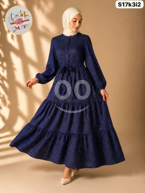 الملابس، الأحذية والزينة في Loussiya - فستان لنن صيفي طبقات مزين بالستراس | Premium Summer Linen Tiered Dress with Strass