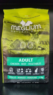 Equipment & Accessories in Halate - MEGLIUM Adult Cat Dry Food - Chicken, Beef & Vegetables (1.5kg) | ميغليوم طعام جاف للقطط البالغة - د