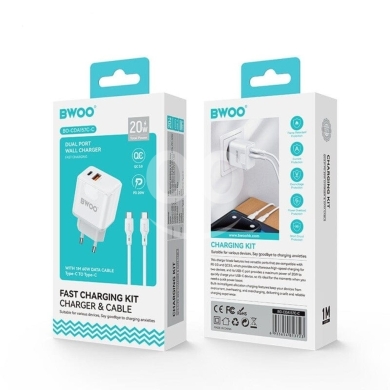 Mobile accessories in Tal - مجموعة شحن BWOO المزدوجة بقدرة ٢٠ واط | BWOO 20W Dual Port Charging Kit