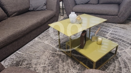 طقم طاولات جانبية معدنية بأسطح زجاجية | Set of 6 Metal Side Tables with Glass Tops — 4
