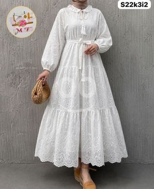 الملابس، الأحذية والزينة في Loussiya - فستان بوبلين صيفي مطرز ومبطن بالكامل كولكشن 2026 | Summer Lined Poplin Embroidered Dress