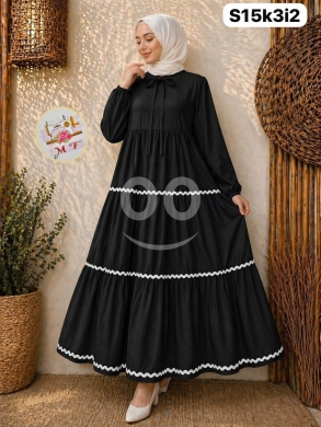 الملابس، الأحذية والزينة في Loussiya - فستان جيسكا أوفر سايز بتطريز راقي وأكمام بوف | Jessica Over Size Embroidered Dress