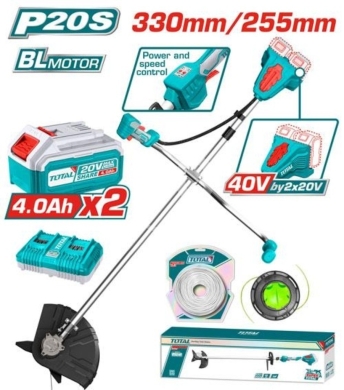 DIY Tools & Materials in Tripoli - طقم مكنة قص عشب توتال لاسلكية ٤٠ فولت مع بطاريات | TOTAL 40V Cordless Grass Trimmer Kit