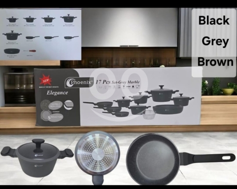 Kitchen appliances in Hamra - طقم قدور غرانيت فينيكس ١٧ قطعة جودة عالية | Phoenix 17 Pcs Granite Cookware Set High Quality