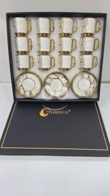 Kitchen appliances in Hamra - طقم فناجين قهوة فينيكس علبة سوداء مع صحن عميق | Phoenix Luxury Coffee Cup Set Black Box
