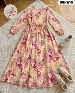 الملابس، الأحذية والزينة في Loussiya - فستان بوبلين معرق خامة ممتازة مقاسات متنوعة | Premium Floral Poplin Summer Dress