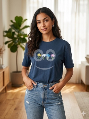 Vêtements, chaussures et accessoires dans Anfeh - Minimalist Nature Graphic T-Shirts - Embroidered Floral & Coastal Summer Tees - Soft Cotton Aestheti