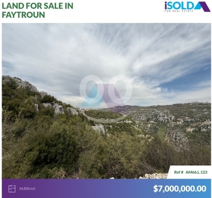 Lands for sale in Feytroun - 34800m2 land+mountain view 4sale in Faytroun - أرض للبيع في فيطرونAM66L123