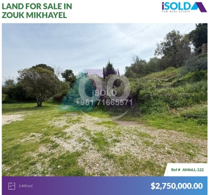 Lands for sale in Zouk Mikaël - 2400m2 land+Panoramic view 4sale in Zouk mikhayel- Road Frontage AM66L122
