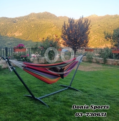 السلع الأخرى في صيدا - أرجوحة شبكية مع حامل فولاذي متين للاستخدام الداخلي والخارجي | Heavy-Duty Hammock with Steel Stand