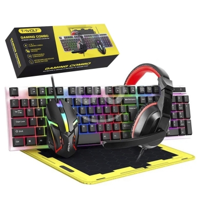 Gaming Console & Accessories in Achrafieh - كومبو ألعاب 4 في 1 سماعة وكيبورد وماوس مع ماوس باد | 4-in-1 Gaming Combo Set Headset & Keyboard