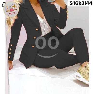 الملابس، الأحذية والزينة في Loussiya - طقم بليزر وبنطلون تركي قماش باربي نخب أول | Women Blazer & Trousers Set Barbie Fabric
