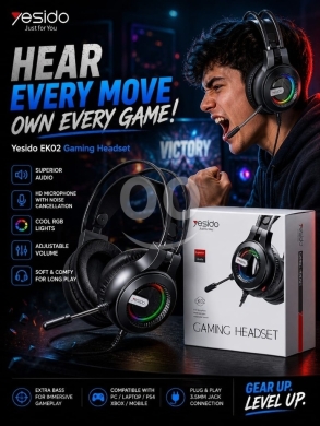 وحدة تحكم الألعاب وملحقاتها في بياقوت - سماعات قيمنق يسيدو EK02 بصوت محيطي وإضاءة RGB | Yesido EK02 Gaming Headset RGB Cool Lights