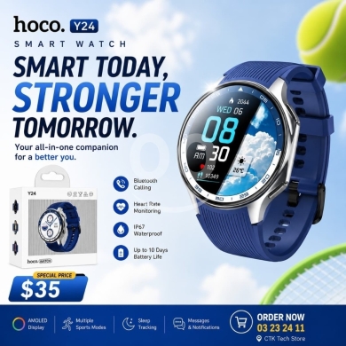 Smart Watches في بياقوت - ساعة هوكو Y24 الذكية - شاشة AMOLED ومكالمات بلوتوث | hoco. Y24 AMOLED Smart Watch