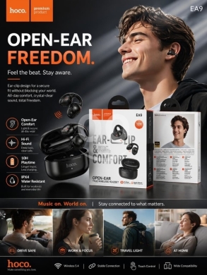 Mobile accessories in Biakout - سماعة هوكو EA9 لاسلكية بتصميم مشبك الأذن - 10 ساعات تشغيل | Hoco EA9 Open-Ear Wireless Headset