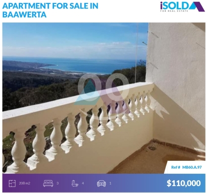 Apartments for sale in Baawerta - "LUX" 208m2 apartment+view+Rooftop terrace 4sale in Baawerta - بعورتهMB60A97