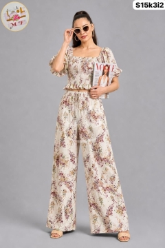طقم نسائي ريون سادة ومعرق قطعتين فري سايز | Premium Rayon Solid & Printed Women's Set