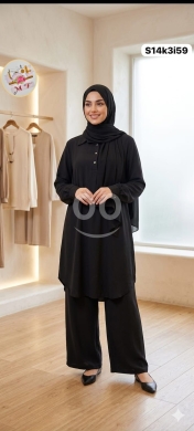 الملابس، الأحذية والزينة في Loussiya - طقم شرعي نسائي صيفي طول 95 سم مقاسات كبيرة | Elegant Modest Summer Set 95cm Length