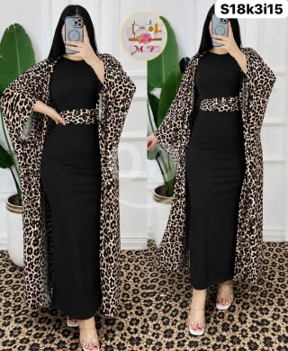 الملابس، الأحذية والزينة في Loussiya - طقم عباية تايجر 3 قطع خامة فراري نخب أول | 3-Piece Tiger Print Abaya Set Premium Ferrari