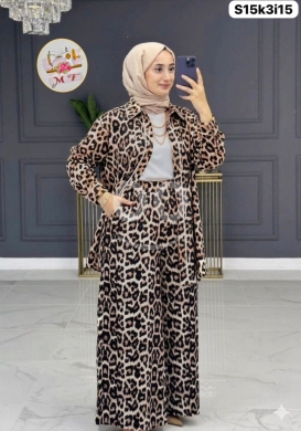 الملابس، الأحذية والزينة في Loussiya - طقم نسائي تايجر 3 قطع جورسي ليكرا نخب أول | Premium 3-Piece Tiger Print Jersey Lycra Set