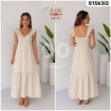 الملابس، الأحذية والزينة في Loussiya - فستان ريون صيفي "سبور شيك" فري سايز | Summer Rayon Sport-Chic Dress Free Size