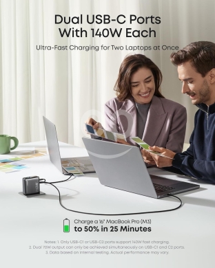 شاحن أنكر 140 واط بـ 4 منافذ وتقنية PD 3.1 | Anker 140W 4-Port Fast GaN Charger — 3