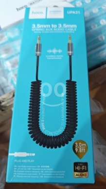 Mobile accessories in Manara - كابل صوت Hoco UPA31 AUX حلزوني بطول يصل إلى 3 متر | Hoco UPA31 Spring AUX Audio Cable