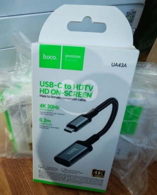 Computers Parts & Software Accessories in Manara - وصلة Hoco UA43A تحويل USB-C إلى HDMI بدقة 4K فائقة الوضوح | Hoco UA43A USB-C to HDMI 4K Adapter