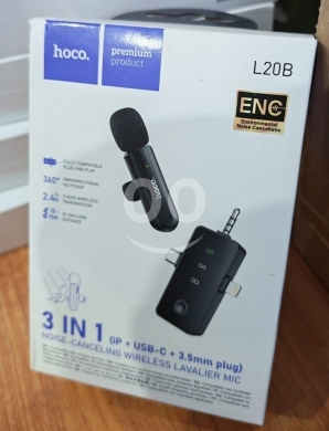 Mobile accessories in Manara - مايكروفون Hoco L20B لاسلكي 3 في 1 عازل للضوضاء | Hoco L20B 3-in-1 Wireless Microphone