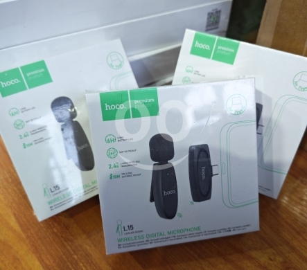 Mobile accessories in Manara - مايكروفون Hoco L15 لاسلكي رقمي بمنفذ USB-C عازل للضوضاء | Hoco L15 Wireless Digital Microphone