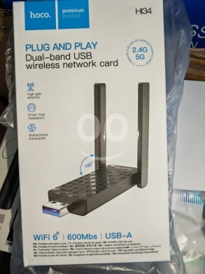 Computers Parts & Software Accessories in Manara - لاقط واي فاي Hoco H134 ثنائي الموجة 600 ميجابت | Hoco H134 Dual-band USB WiFi 6 Adapter