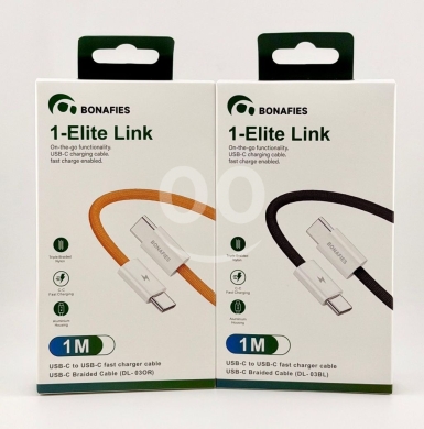 Mobile accessories in Beirut City - وصلة شحن Elite Link قماشية سريعة بقوة PD من Type-C إلى Type-C | Elite Link 1M Triple Bladed Nylon