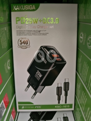 Mobile accessories in Manara - شاحن كاكوسيجا 25 واط بشاشة رقمية وكابل Type-C | KAKUSIGA 25W Digital Display Charger Set