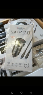 Mobile accessories in Manara - شاحن سيارة يسيدو Y55 بقوة 60 واط مع كابل Type-C | Yesido Y55 60W Super Fast Car Charger