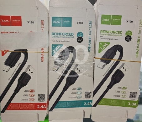 Mobile accessories in Manara - كابلات شحن هوكو X120 المتينة بنوعيها Type-C و iPhone | Hoco X120 Reinforced Data Cables