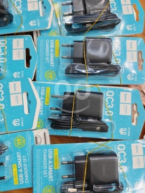 Mobile accessories in Manara - شاحن هوكو C140A بقوة 18 واط مع كابل Micro USB سريع | Hoco C140A 18W QC3.0 Fast Charger Set