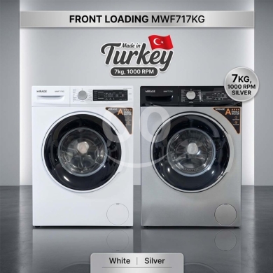 Kitchen in Bouchrieh - Mirage 7KG Front Load Washing Machine MWF717KG - 1000 RPM - Made in Turkey (White & Silver)